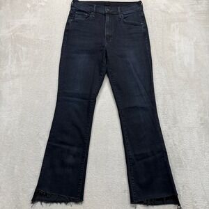 MOTHER Black Ankle Crop Flared Jeans
